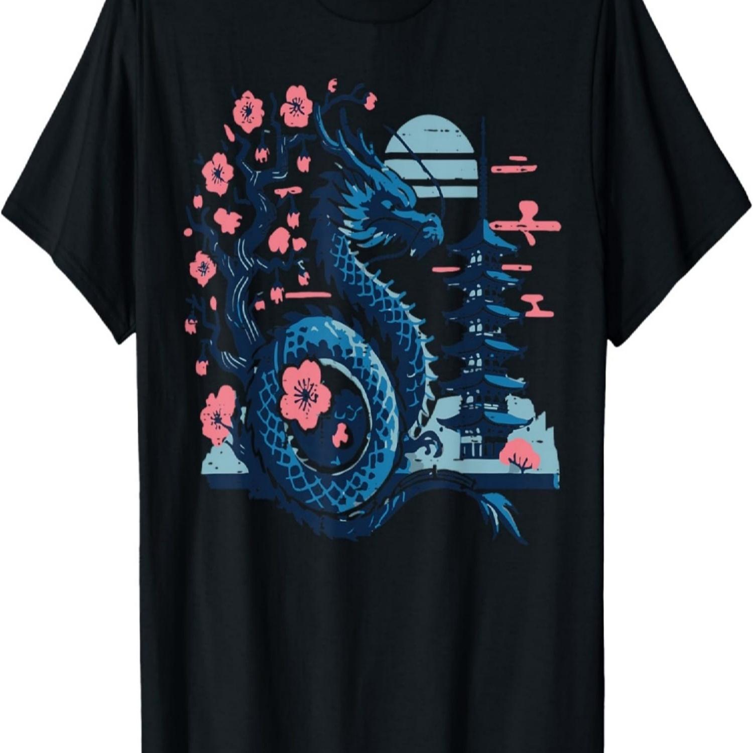 

Dragon Sakura Cherry Blossom Vintage Men Women Kids T-Shirt S