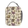 Chic Chick And Floral Pattern Insulated Lunch Bag for Women Children Portable Food Boxes Thermal Lunch Box Tote