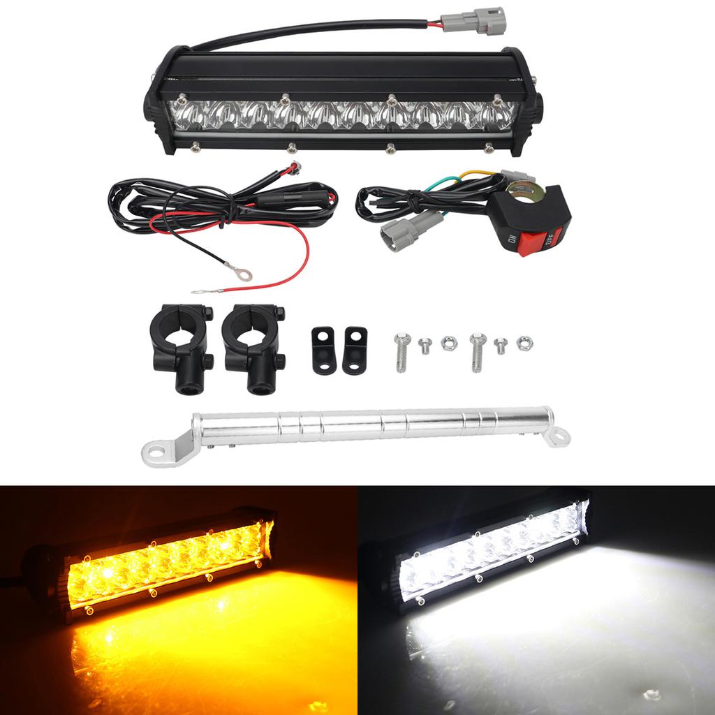 Motorcycle Headlight Light Handlebar LED Light Bar Set 60W LED With switch Kit Fits Most 7/8” Handlebars White Yellow Flicker