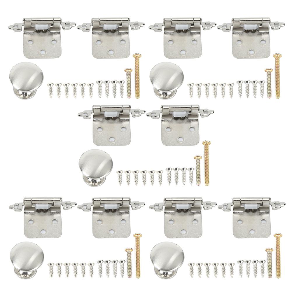 Self Closing Hinges Kit with Round Knob Handle Folding Hardware Accessory for Trailer RV Furniture