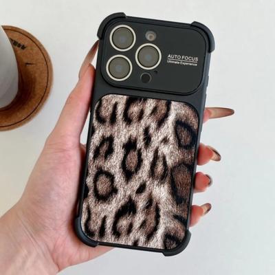 Luxus stoßfeste Leopardenmuster Hülle für iPhone 17 Air 16 15 14 13 Pro Max Plus Großer Fensterschutz TPU Handyhülle