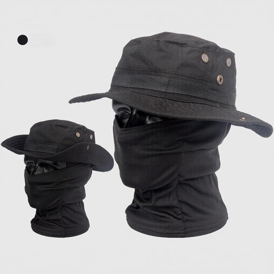 2pc Camouflage Breathable Full Coverage Bucket Hat&Balaclava Headwear Set,Suitable For Outdoor Fishing,Cycling,Hiking,Camping