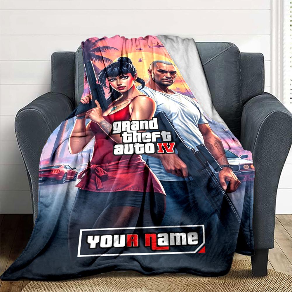 Gta Customize Your Name Blanket Cozy Personalized Blanket Warmthful Decor Throw For Picnics Home Decor Living Room Nap for All Occasions