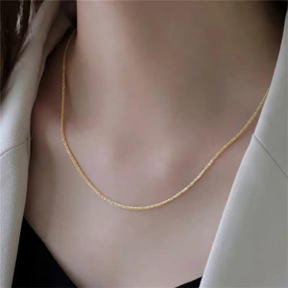 Popular Silver Colour Sparkling Clavicle Chain Choker Necklace For Women Fashion Fine Jewelry Party Gifts