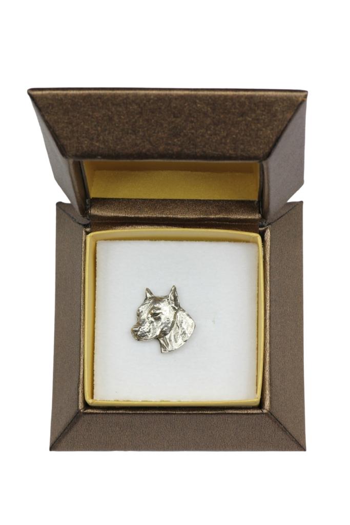 American Staffordshire Terrier, Amstaff I - Dog Brooch In a Gift Box, Elegant Pin, Lapel Pin for Art-Dog Brand Jacket