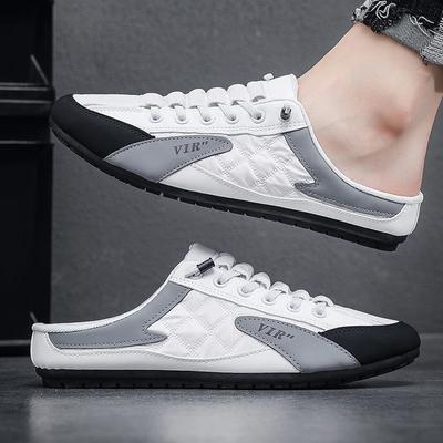 Men Trendy Men's Flat Bottom Casual Shoes Soft Sole Support Shoes Men's Sneakers Flats Loafers Summer 2024 Half Slippers