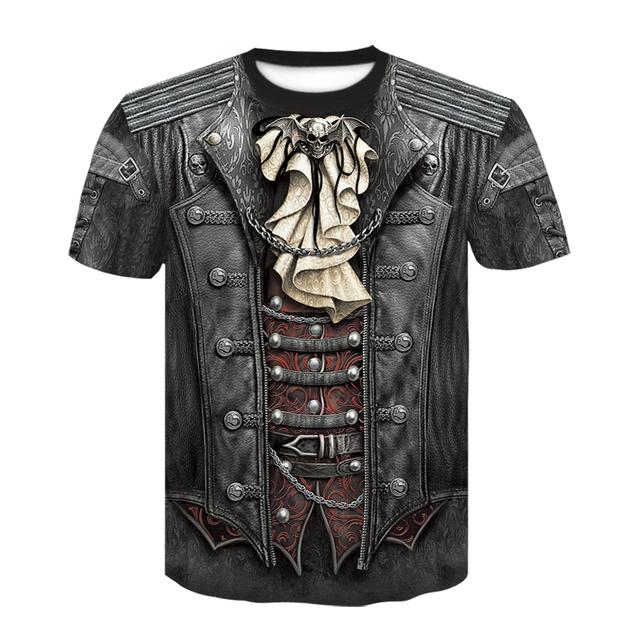 Funny   denim T shirt Men Skeleton tshirt Punk Rock Tshirt leather jacket T-shirts 3d Print T-shirt Vintage Men Clothing