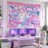 k-KAngel Pixel Tapestry, Pastel Y2K Internet Angel Wall Hanging, Kawaii Aesthetic Decor for Room Decoration Items