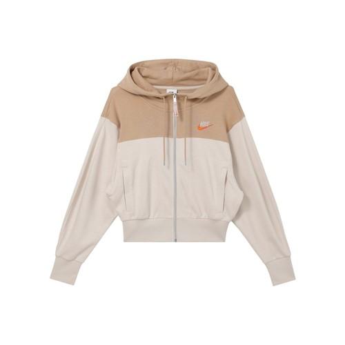 

Nike Color-Block Zip-Up Hoodie Knit Jacket for Women XS светло-коричневого