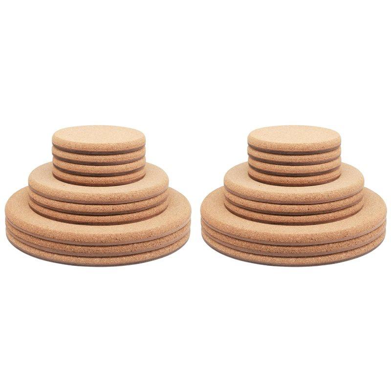 20X Cork Plant Coasters, 3 Sizes Double Layers Hard Thick Cork Planter Coaster, 4/6/8 Inch Absorbent Cork Plant Mat
