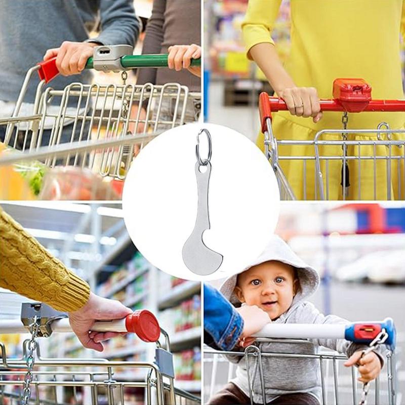 1PC Stainless Steel Shopping Cart Tokens Keychain Bottle Opener Grocery Store Shopping Cart Supermarket Anti-lost Hanging Tag