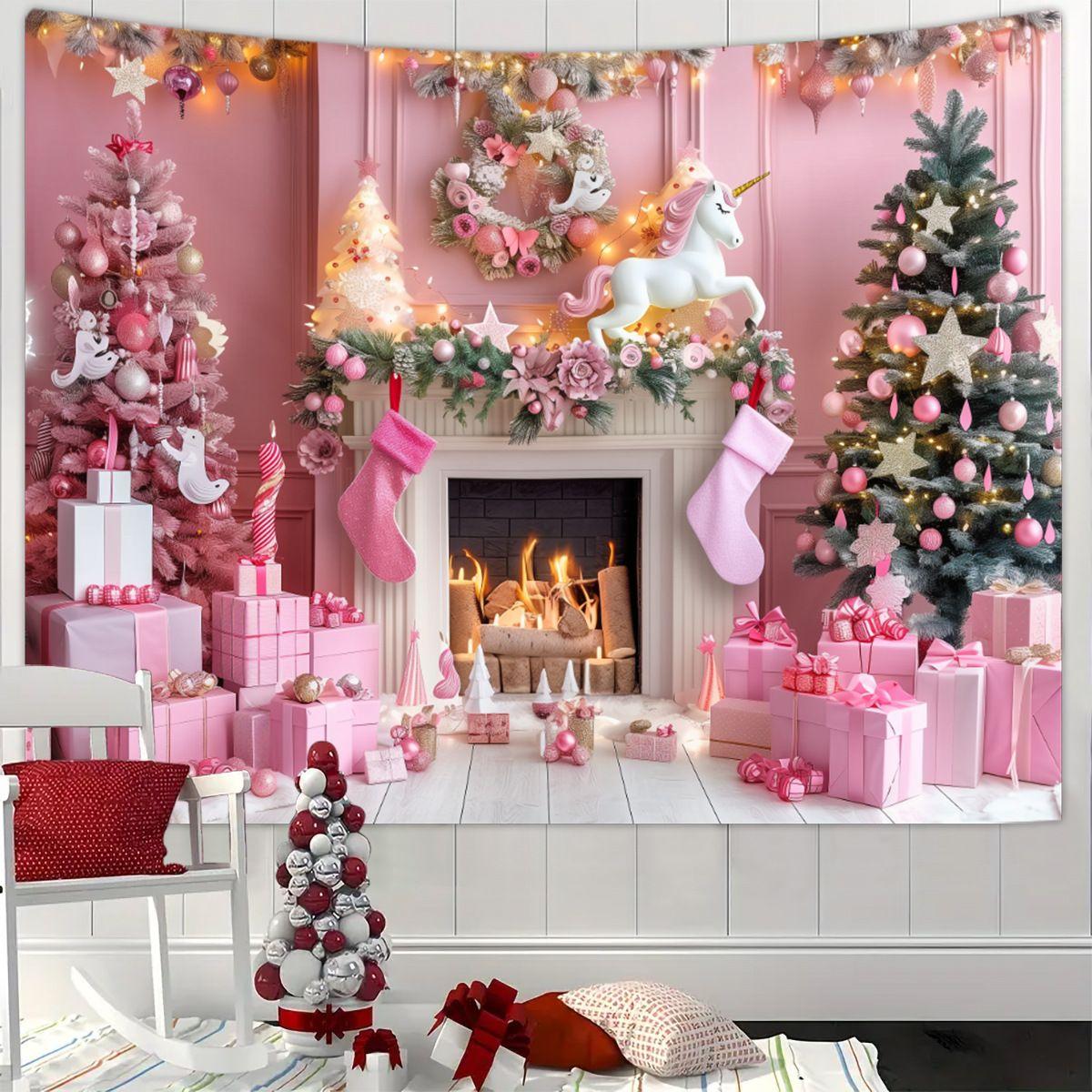 Tapestry Bohemian Style Christmas Fireplace 75x100
