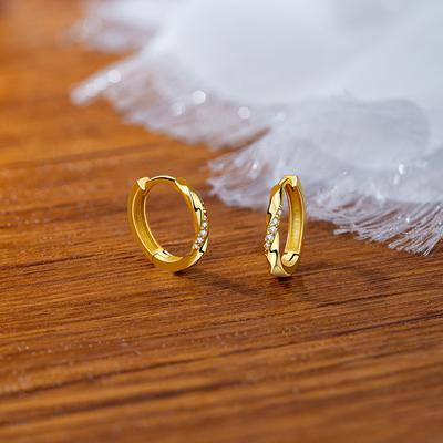 Mobius Ring Zircon Ear Buckle Women's Light Luxury Niche Design French Circle Earrings