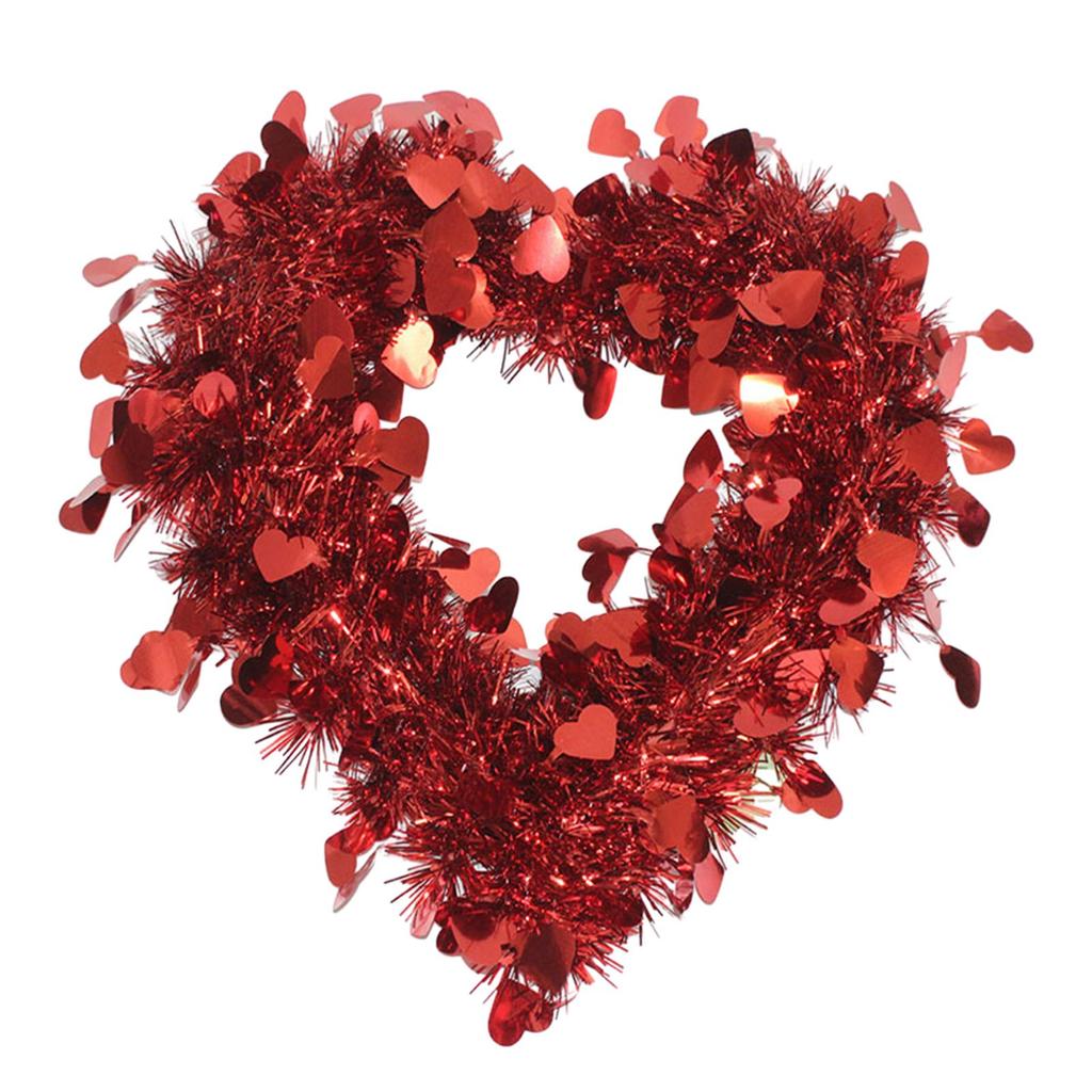 Heart Shaped Wreath Wall Hanging Decor Love Heart Wreath Valentine's Day Wreath for Window Party Indoor Front Door Festival