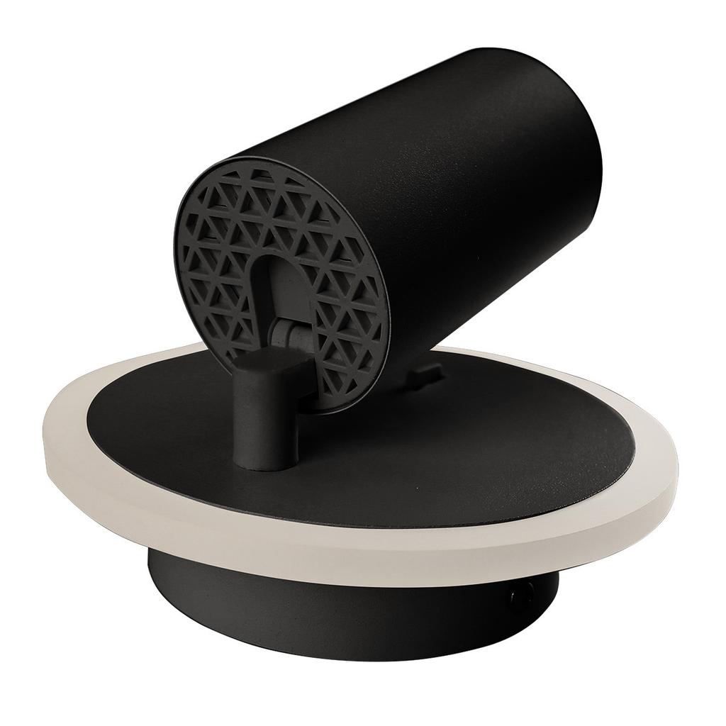 Modern Round Black Wall Sconce Spot Swivel 1Xgu10 + 5W LED Variable Color Parma Light Prestige