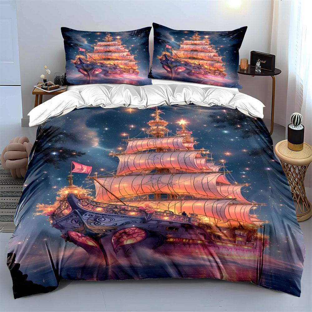 Sailing ship with stars. Bedding sets Duvet cover sets Duvet covers Pillowcases(1 * Duvet Cover 2 * Pillowcases without duvet insert)