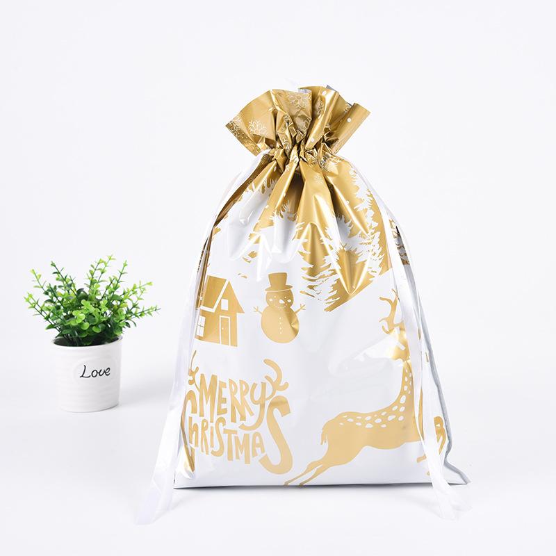 Merry Christmas Drawstring Gift Bag New Year 2024 Large Candy Cookie Packaging Bag Navidad Christmas Home Decoration Gift Bags