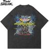 Hip Hop Faded Black TShirt Streetwear Anime Cartoon Devil Graphic T Shirt Printed Men Tshirt  Cotton Tops Tees Hipster