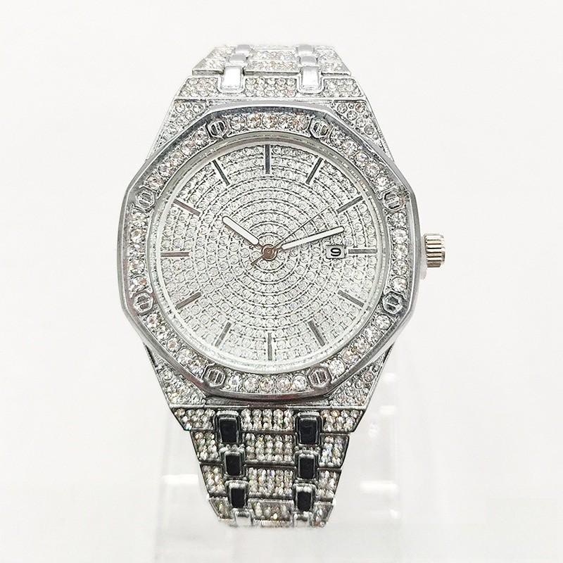 Hip Hop Mc Style Quartz Watch With Calendar And Steel Band For Casual Wear