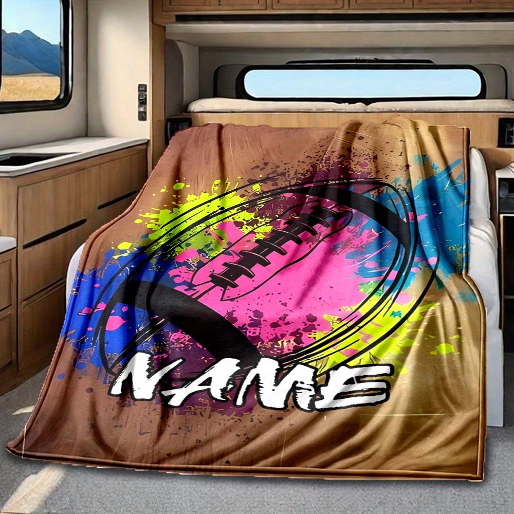 Lineman Football Obsessed Blanket Personalized Name Soft Comfortable Stylish Blanket Car Blanket Perfect For Travel Camping Outdoor Home Suitable For