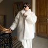 Womens Faux Fur Collar Short Coat Winter Elegant Office Chic Outwear Pink White S M L XL