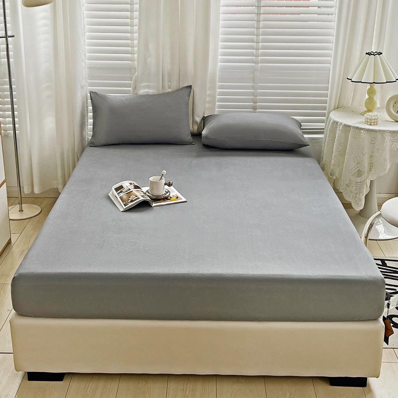 Einfarbiges Hotel Spannbettlaken Tagesdecke Einzelstück Matratzenbezug Bettwäsche Gebürstet Wasserdicht Betttasche