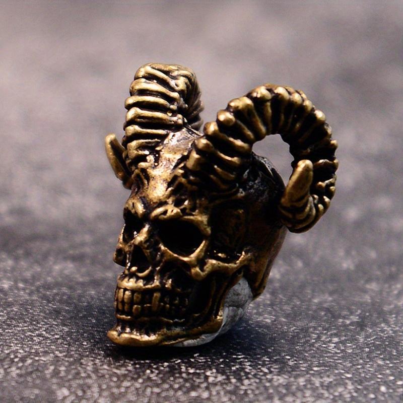 Goat Horn Skull Head Brass Knife Beads DIY Keychain Accessories Woven Lanyard Pendants Jewelry Punk Bracelets Charms
