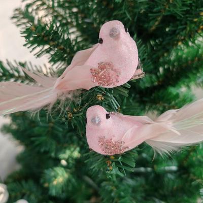 4 Pcs With Clip Christmas Feather Bird Sparkling Vivid Simulation Bird Handmade Colorful Bird Ornaments Children's Gifts