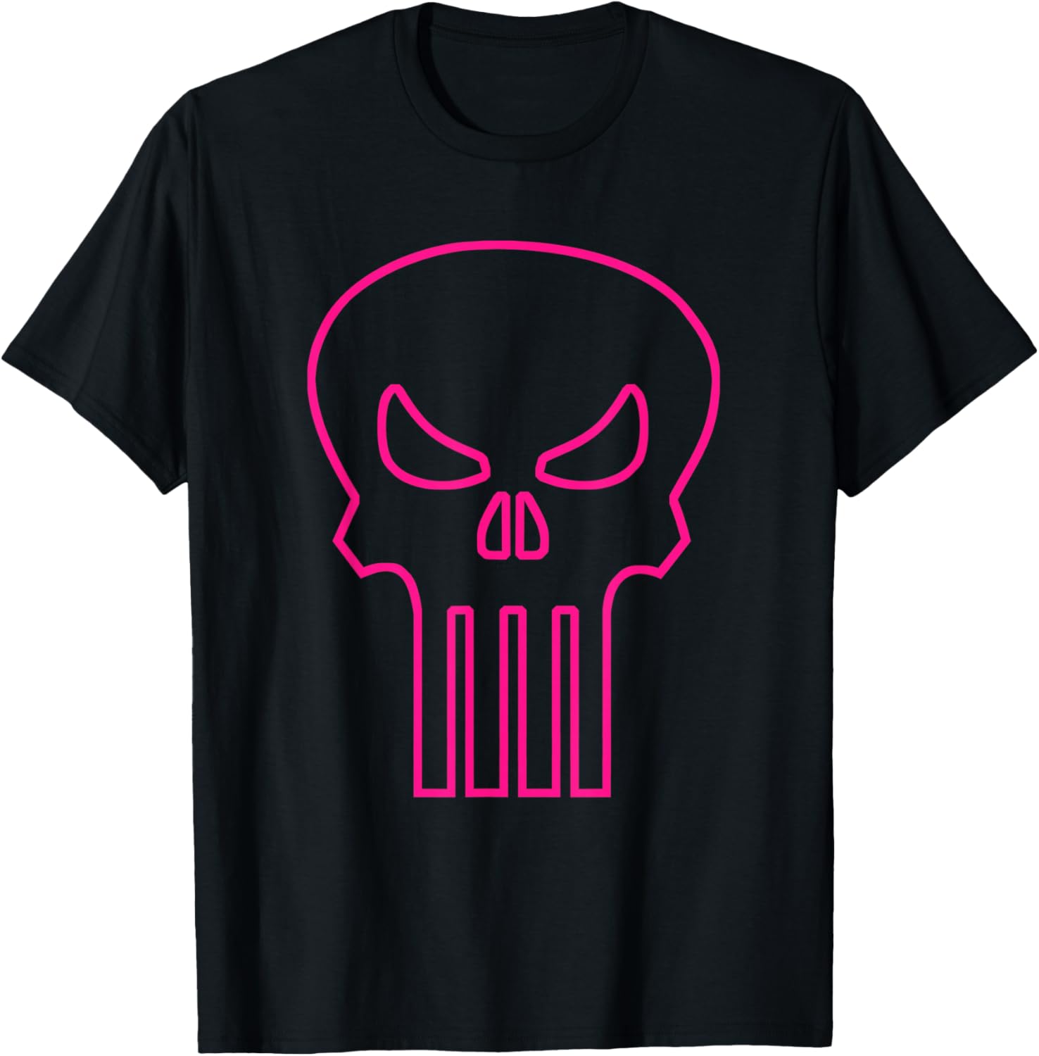 Marvel Punisher Neon Pink Skull Outline Chest Logo T-Shirt S