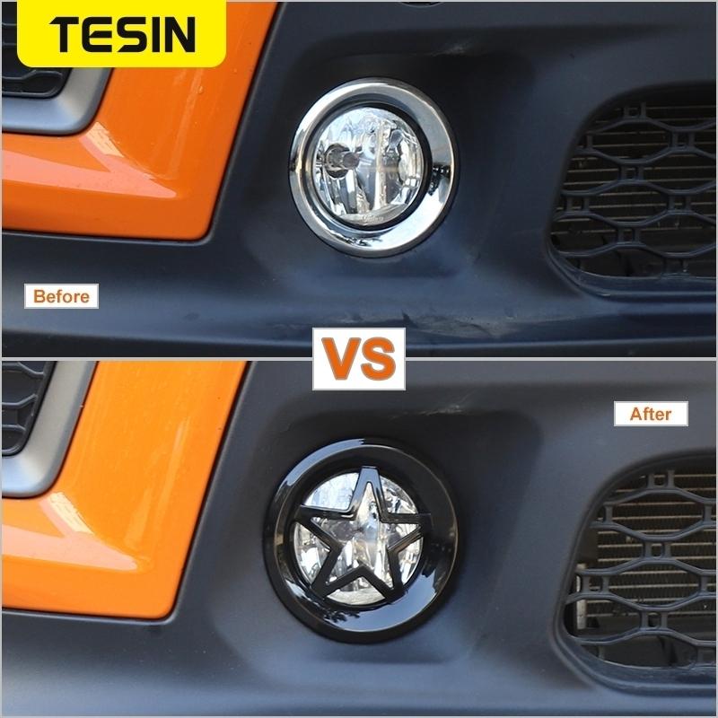 TESIN Car Front Fog Light Lamp Decoration Cover for Jeep Renegade 2019 2020 2021 2022 2023 2024 Lamp Hoods Exterior Accessories