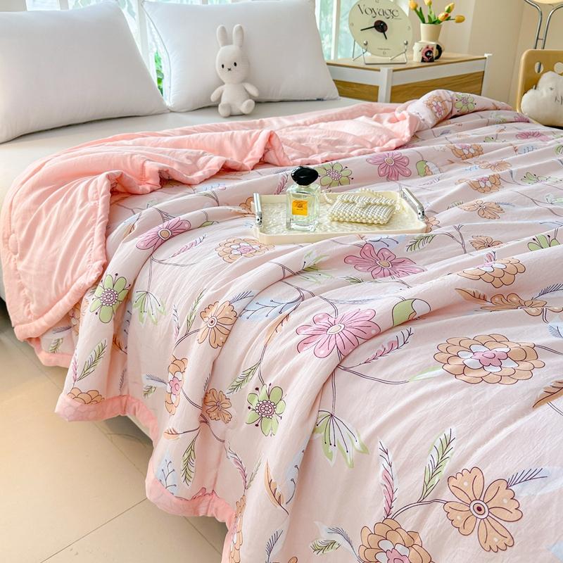 New Washed Cotton Summer Quilt Air Conditioning Core Printed Small Fresh Quilt Fresh Breathable Quilted Duvet Bedding