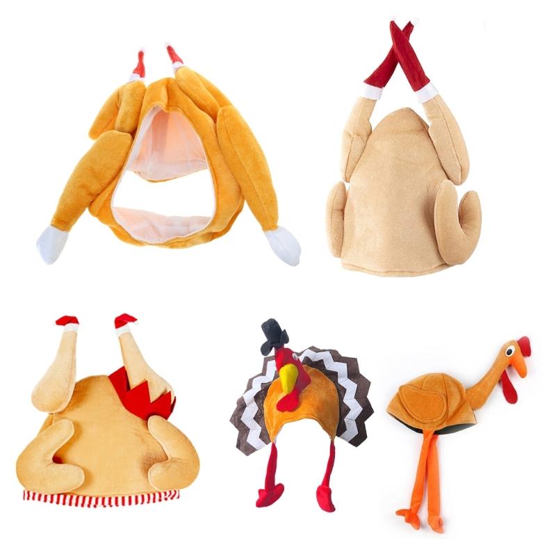 Funny Adult Plush 3D Turkey Thanksgiving Hat Unique Headwear Women Men Christmas Party Gift Birthday Christmas Hat