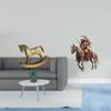 Rustic Wooden Rocking Horse And Acrylic Knight Ornament Sculpture Decor Centerpiece for Tabletop