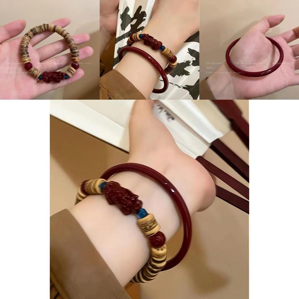 Exquisite Red Handmade Glass Pixiu Bracelet For Women Vintage New Chinese Design