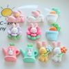10 Pcs New Cute Cartoon Rabbit Flower Series Flat Back Resin Scrapbooking DIY Jewelry Hairpin Craft Decoration Accessorie