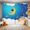 Cartoon Space Astronaut Curtains 2 Piece Puzzle Creative Printing Curtains Children's Room Kitchen Study Decorative Curtains
