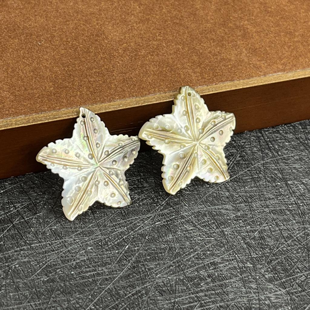 1Pc, Natural Shell Pendants, Handcrafted Star Charms In Marine Style, 32×32mm, for DIY Necklace Accessories, Jewellery Making, Crafts for Men Women