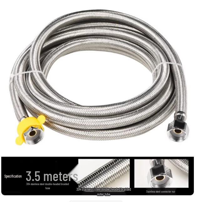 4-Min Stainless Steel Braided Dual Inlet/Outlet Hose for Hot/Cold Water Faucet, Heater, Angle Valve & Toilet.