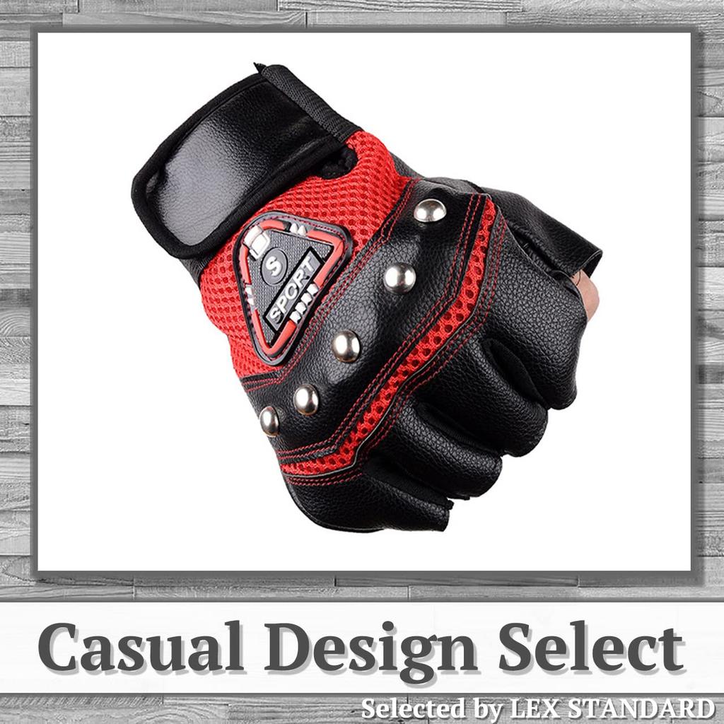 Rex Standard Fingerlose Lederhandschuhe für Rennrad und GT021 Herren Radfahren, Schwarz,