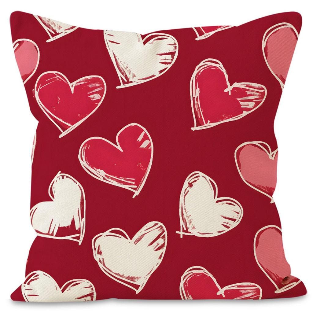 Valentine's Day Couple Love Sofa Pillow Cover Home Decoration Pillow Cover Linen Printed Cushion Cover