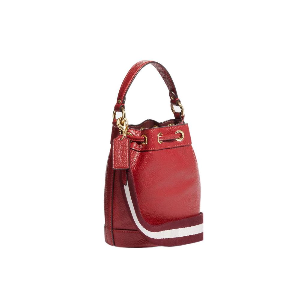 Coach Dempsey 15 Solid Drawstring Closure Pebble Leather Bucket Bag Women Bags Red CG532-IMF8Q