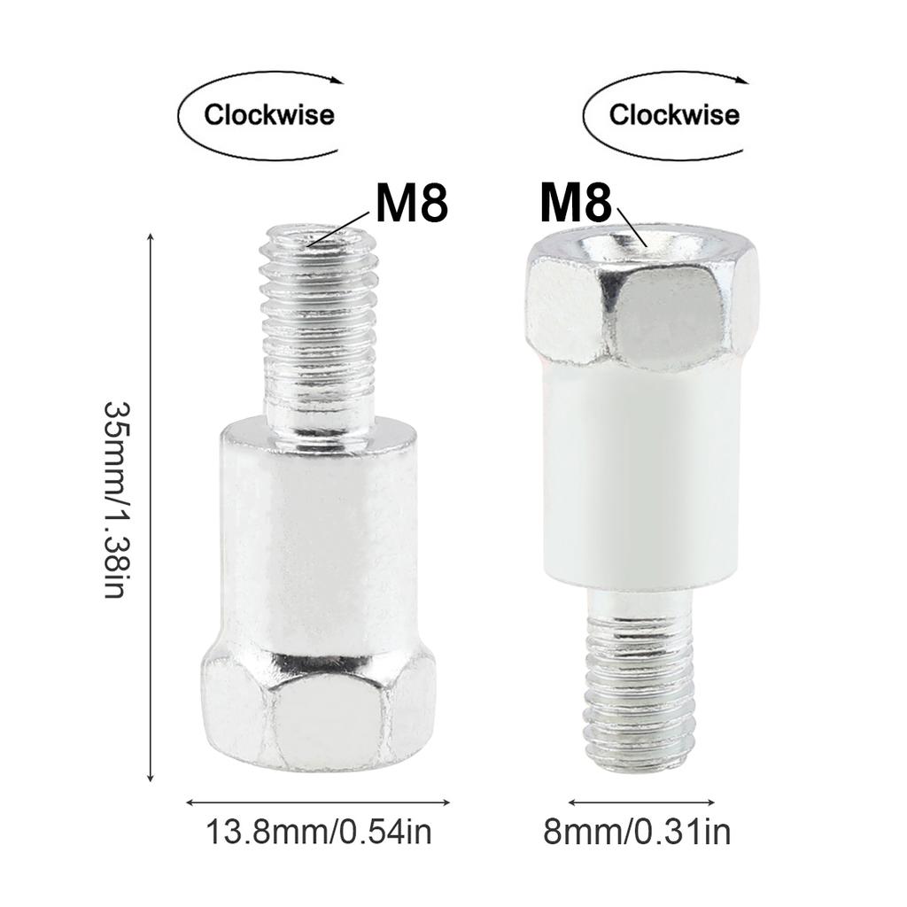 1 Stück 8mm 10mm Spiegeladapter Schwarz Silber Metall Rückspiegel Bolzen Schraube Gewinde Umwandlungsbolzen Motorradspiegel Schraube Linksgewinde Rechtsgewinde