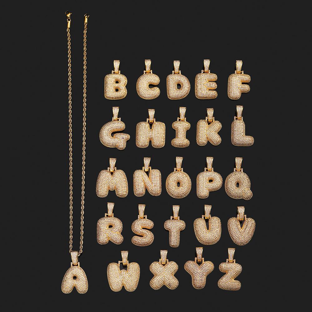 Hip Hop 26 English Letter Pendant Rap Simple Fat Letter Pendant Unisex Necklace