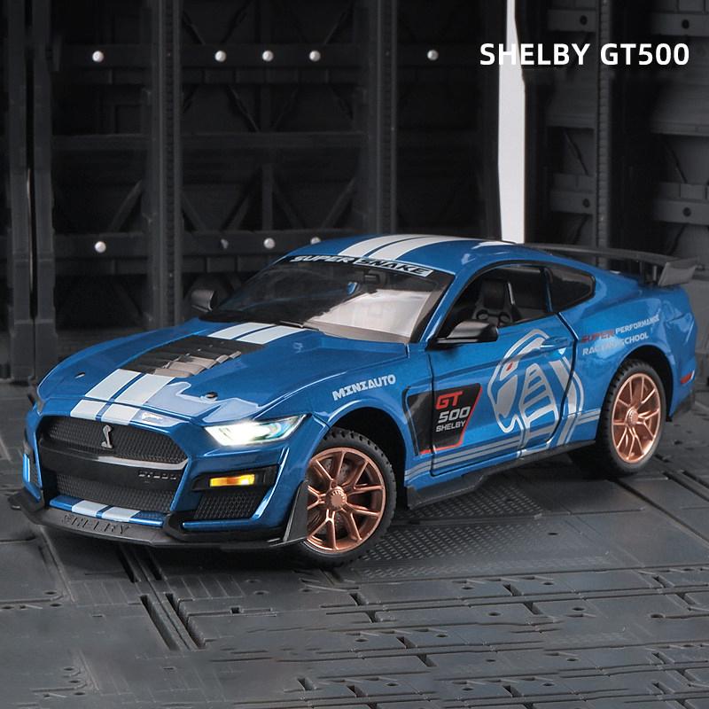 1/24 Ford Mustang Shelby GT500 Alloy Muscle Car Model Sound and Light Pull Back Children's Toy Collectibles Birthday Gift