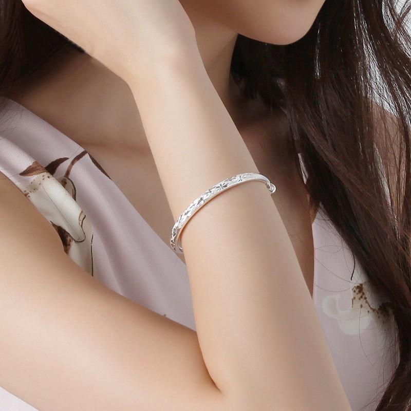 Luxury 925 Silver Bracelets For Women Vintage Starry Sky Carving Adjustable Bangles Party Wedding Fine Jewelry