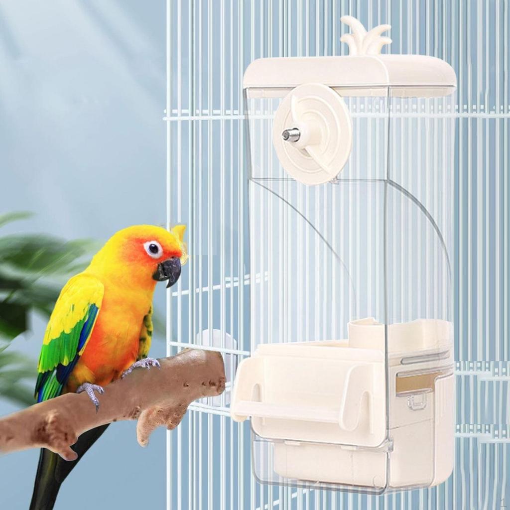 Bird Cage Feeder ,Automatic ,Clear Leakproof Parrot Food Container for Finch Canary Budgies