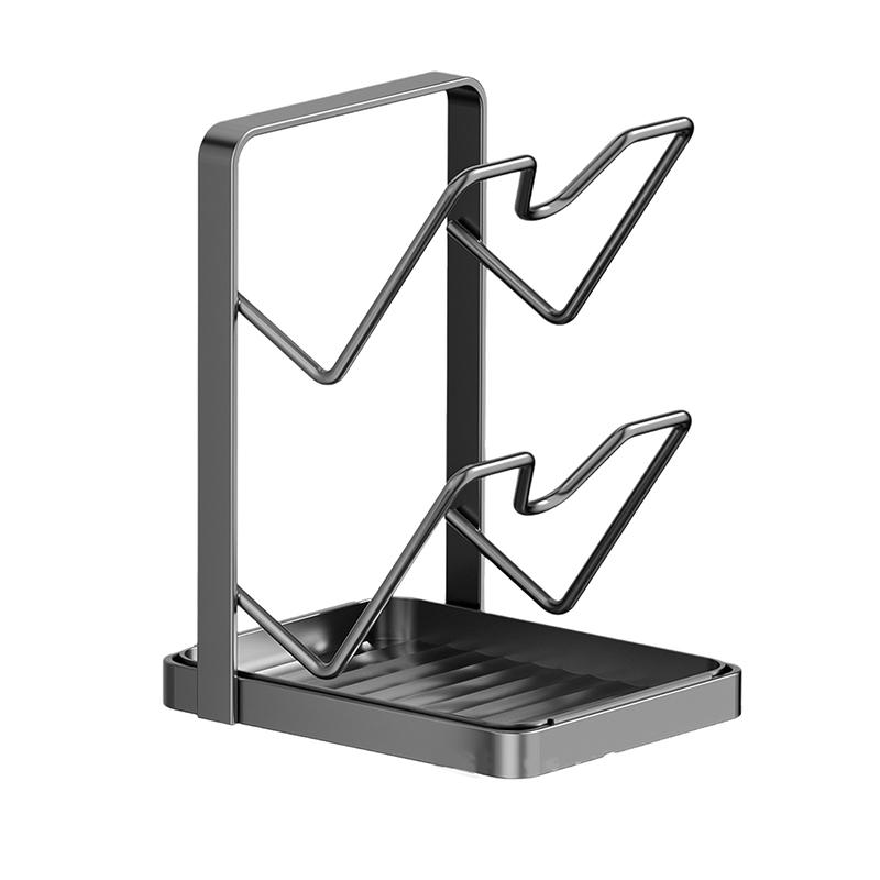 

Настенная подставка для хранения крышек от кастрюль, Многофункциональный органайзер для кастрюль и сковородок из нержавеющей стали со съемным поддоном для капель as the picture