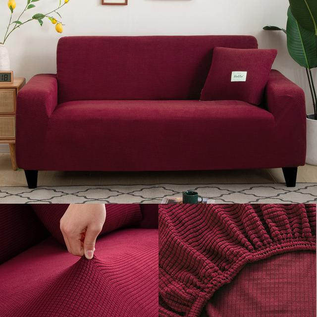 Jacquard Thick Sofa Covers For Living Room Plain Couch Cover Corner L Shape Chaise Longue Sofa Slipcovers Solid Color 1pc for Home
