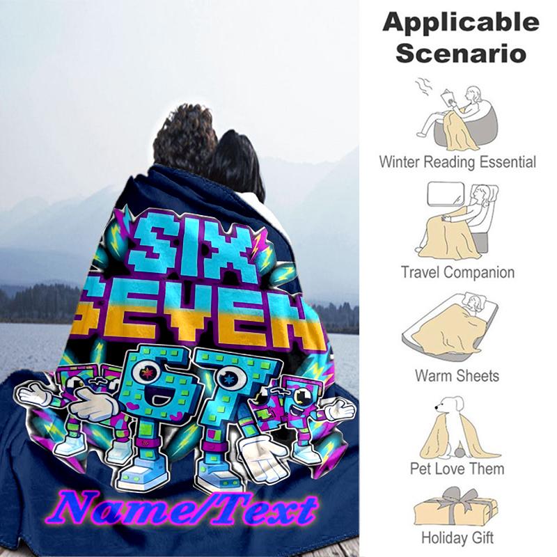 1PC Custom Name "Six Seven Adventure" Flannel Blanket Versatile,all-season Throw Suitable for the Living Room,bedroom,camping,travel,and Gift