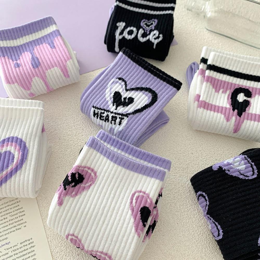 

Cotton Purple Stripe Socks Soft Cotton Socks High Quality Embroidery Socks